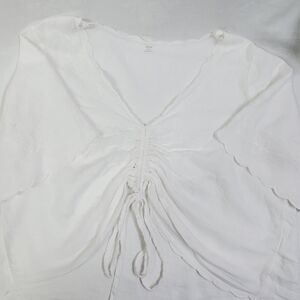 Aerie Women's White Embroidered Fairycore Feminine Crop Top Medium